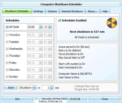 Shutdown Scheduler - Descriere: Un mic program pentru ati programa - PROGRAME
